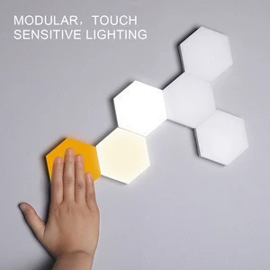 White quantum lamp led touch sensitive lighting modular hexagonal wall light for home decoration,hallway,bedroom