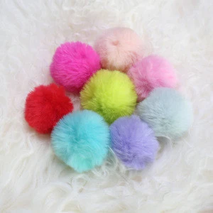 wholesale  in Spain Plush faux fake Fur pom poms in animal fur in winter knitted hats 10CM