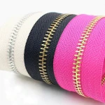 Wholesale Automatic Locking Zipper Rolls Heavy Duty Zip No5 for Backpack Wallet Zipper Tape Brass Metal Waterproof Zippers