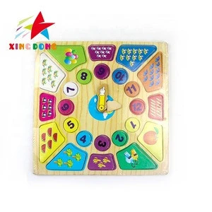 Wholesale Colorful Kids Magic Cubes DIY Wood Clock Puzzles Children Learning Education Toys