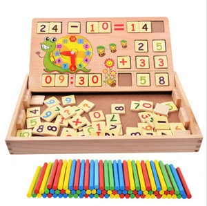 Wholesale custom montessori mathematics arithmetic clock learning box wooden math educational toys for kids