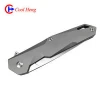 wholesale D2 titanium alloy CNC Processing outdoors portable Camping Tactical Defence fine Folding knife with Auxiliary Opening