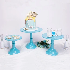 Wholesale Hot Wedding Party Supplies Cake Decorating Accessory Pink Blue Black Crystal Cake Table Dessert Stand 3 Sets