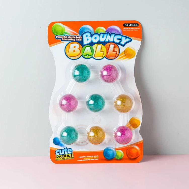 Wholesale new design transparent gitter multi-colored toys bouncy ball bulk bouncy balls
