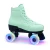 Import Wholesale PU Material Light Green Color Roller Skates Double Row Wheel Skate from China