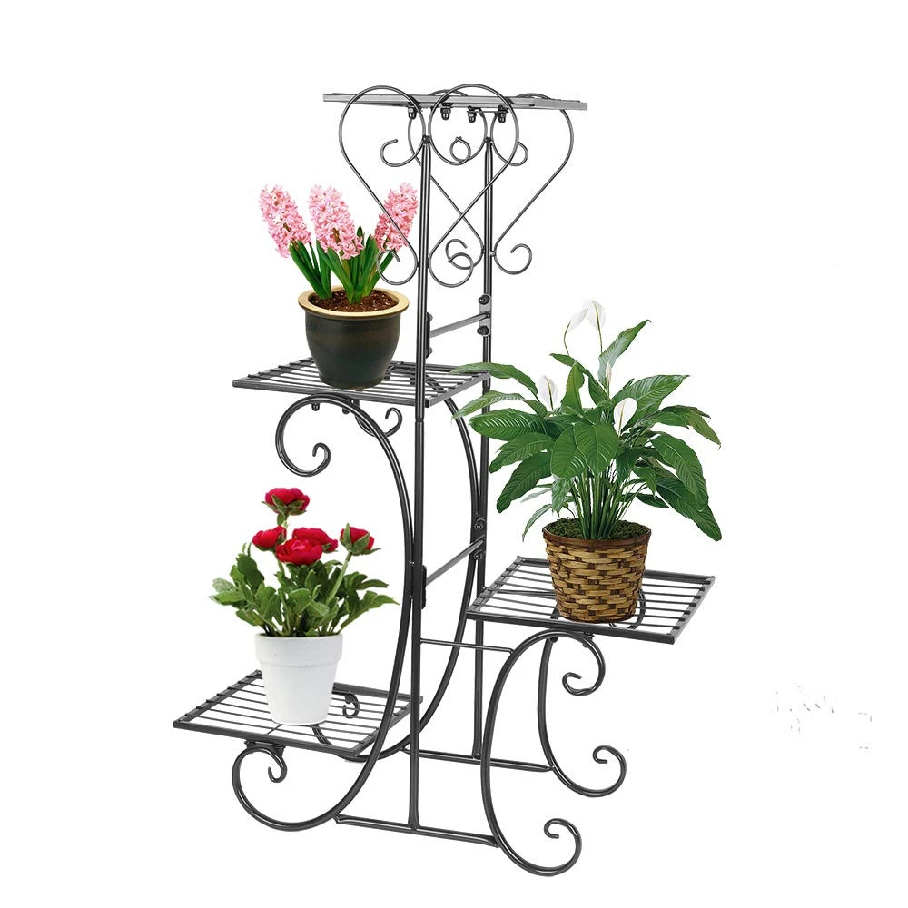 wholesale supply powder coated disassembly Black iron Metal Wire Wedding Flower Pot Stand