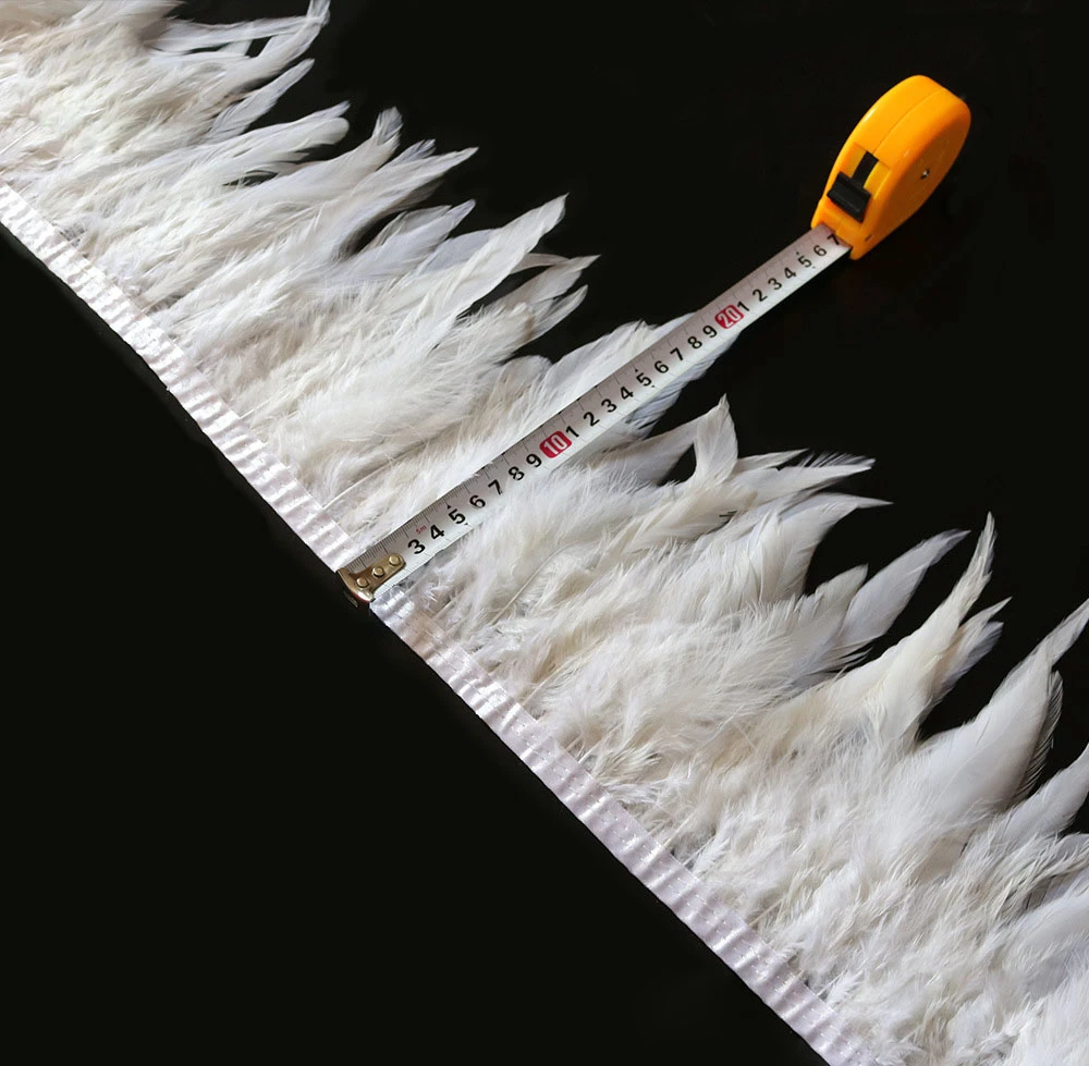 Wholesale white rooster cock schlappen feather trimming Fringe lace