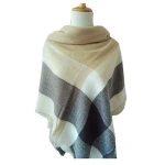 Wholesale Womens Knitted Elegant Plaid Oversize Winter Warm Scarf Wrap Shawl
