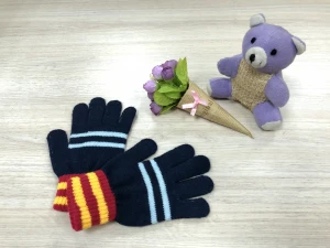 Winter Warm Knitting Kids Gloves Colored Striped Acrylic Knit Gloves