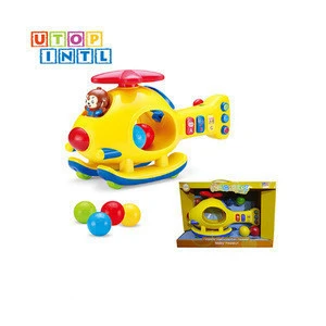 With light and music battery operated cartoon helicopter model toy