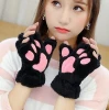Women Bear Plush Gloves Faux Fur Kitten Fingerless Mittens Winter Cute Cat Paw Claw Christmas Halloween Girls