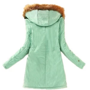 Women Fashion Parkas Winter Jackets Coats Faux Fur Hooded Collar Casual Long Parkas Cotton Wadded Ladies Overcoat