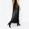 women fashion sexy shiny pleated faux leather skirt tight maxi long skirt