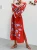 Import Womens Red Printing Dress Casual Ethnic Wind Vintage Beach Dress from China
