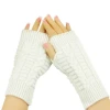 Women&#x27;s Warm Fingerless Thick Gloves Solid Color Knitted Winter Artificial Wool Half Finger Gloves Twist Mittens