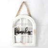 wooden family arched decorative wall plaque with ribbon hanger
