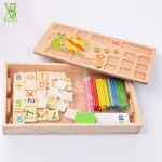 Wooden Montessori Math Toys Digital Stick Learning Box for Preschool Education Teaching Tool Math Number Counting Sticks