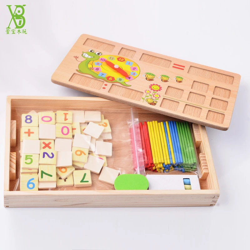 Wooden Montessori Math Toys Digital Stick Learning Box for Preschool Education Teaching Tool Math Number Counting Sticks