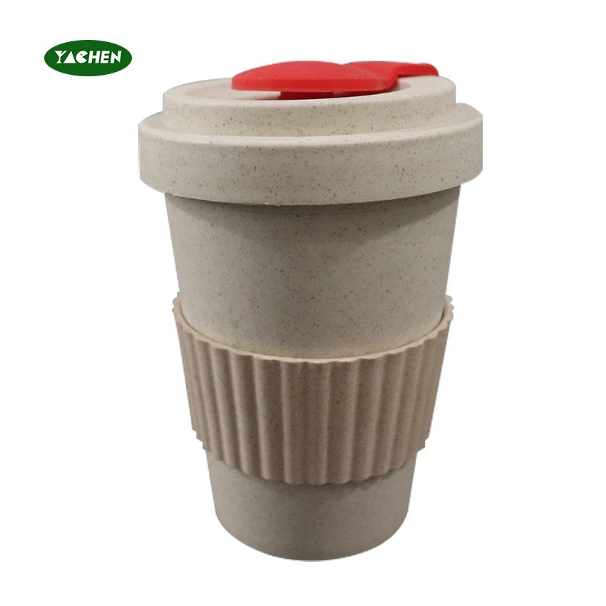 Yachen hot sale Customizable eco friendly biodegradable bamboo fiber drinking cup with lid
