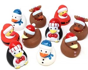 YL169 3" Christmas Holiday Character Rubber Ducks for Fun Bath Squirt Squeaker Duckies, Toy, School Classroom Prizes Ducky, Stoc