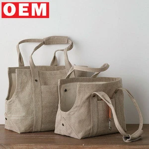YLM custom design portable small pet dog cat travel carrier waxed canvas tote handbag for outdoor