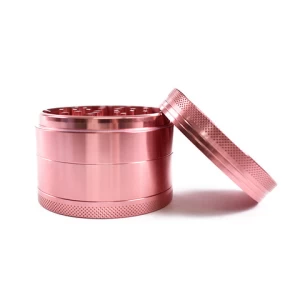 Yufan XX-002J Wholesale High Quality Smoking Accessories Dry Zinc Alloy Custom Logo 4 Inch Metal Herb Grinder Pink
