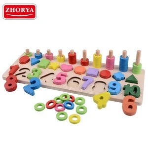 Zhorya digital geometric shape blocks counting wooden math toys