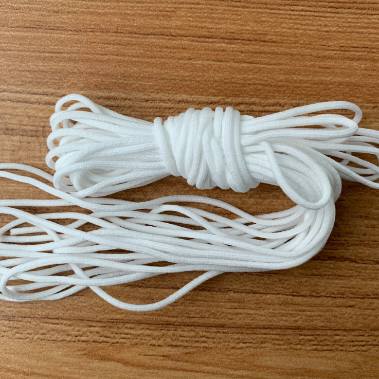 White Disposable Elastic String Flat Ribbon Cord Nylon Spandex Ear Loop ...