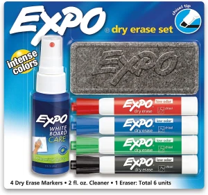 Expo Low-Odor 6-Piece Dry Erase Marker Set, Chisel TiExpo Low-Odor 6-Piece Dry Erase Marker Set, Chisp, Assorted Colors