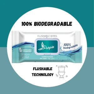 Purpia Flushable Wipes (100% Biodegradable) White