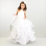 White Princess Gown Girls l Tulle Multi Layer Dress l Gown for Wedding