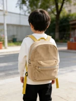 Corduroy Kids Backpack, Lightweight Children's School Bag with Adjustable Straps