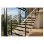 American Standard Modern Interior Straight Stair Led Wall Lights Staircase With Wooden Tread