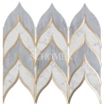 Mixed Grey Marble and Brass Gold Mosaic Tile Waterjet Mosaic Tile
