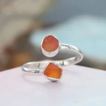 Red Carnelian Silver Plated Ring