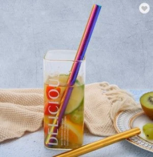 12MM Eco-Friendly Reusable Stainless Steel Metal Colorful Drinking Straw Bar Accessories