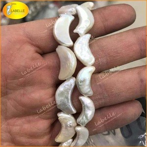 16 inches 12*20 mm White Natural Crescent Moon Baroque Pearls Strand Loose