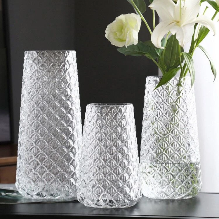 1pc Transparent Glass Vase Decoration Home Tabletop Decoration Flower Vase