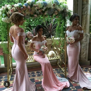 2018 Western Bridesmaid Dresses Custom Made Peach Pink Lace Patterns Mermaid Bridesmaid Dress Long For Wedding Party