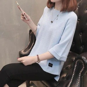 2018 woman top women puff sleeve knitted sweater