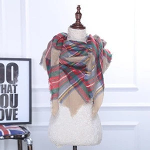 2019 New women winter scarf fashion plaid soft cashmere Triangle scarf shawl lady wraps warm knitted bandana scarf