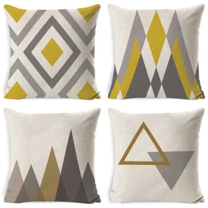 2020 New Geometric Series Linen Print Pillowcase Custom Designed Yellow Pillow Case Nordic Style Hot Pillow Sofa Cushion Cover