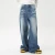 Import 2024 Summer New Loose Mens Trendy Retro draped Wide Leg Jeans Beauty Washed Crease Denim Fabric Straight Style Baggy Jeans from China