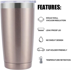 20oz Tumbler Insulated Stainless Steel Coffee Cup Camping Travel Tumbler  for Car Holder