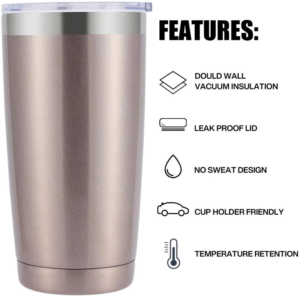 20oz Tumbler Insulated Stainless Steel Coffee Cup Camping Travel Tumbler  for Car Holder