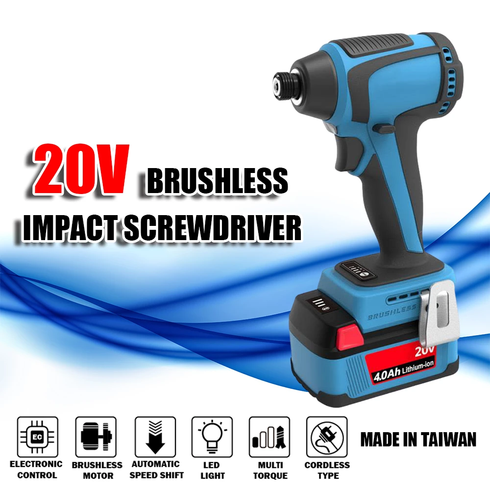 20V Brushless 1/4" Hex Power Impact Driver cordless screwdriver