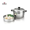 24cm Retail stainless steel  steamer and cooking pots soup pot or food steamer with inner steamer grid and tempered glass lid