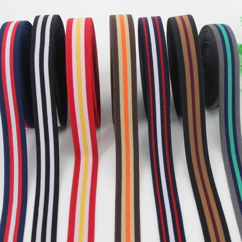 25mm 1 inch Color Striped Elastic Belt Elastic Waist Elastic Hanging Pants Elastic belt Strap Accessories
