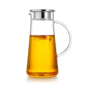 2L 68 Ounces Glass Pitcher with Lid Iced Tea Pitcher Water Jug Hot Cold Water Ice Tea Wine Coffee Milk and Juice
