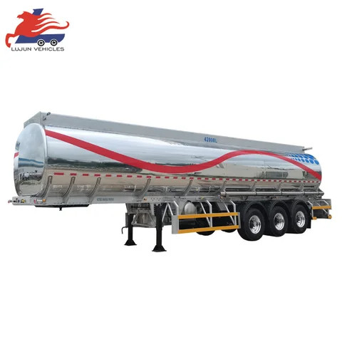 Buy 3 Axles Fuel Tanker Semi Trailer 45000 50000 Liters Aluminum For ...